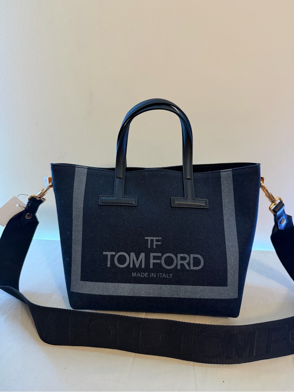Tom Ford Black and Gray Canvas Logo Tote